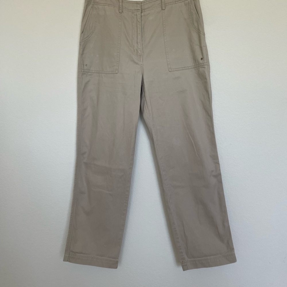 RALPH LAUREN cotton beige pants cream cropped tan - Picture 9 of 10